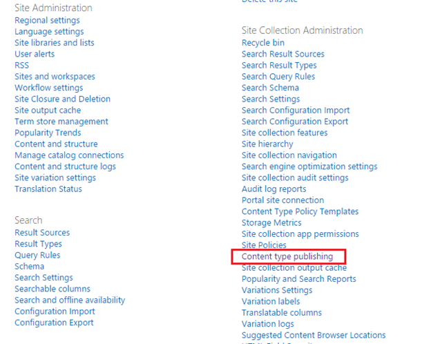 Content type Publishing